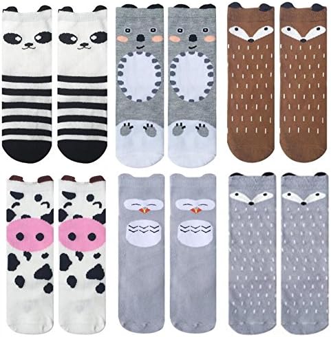 Gankarii® Unisex Baby Girls Socks, 6 Pairs Toddler Boy Animal Knee High Socks, 0-12 Months