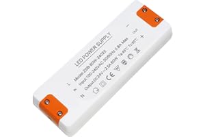 ZAKVOP Alimentatore 24v 2.5A, 60W Trasformatore 220V a 24v, Trasformatore LED 24V 60W, Driver LED AC a DC, alimentatore lampada led, per G4, GU5.3, MR11, MR16, Non dimmerabile, non sfarfallante, non rumoroso