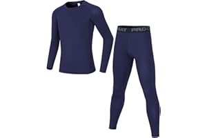 Dtone Kids Base Layer Set Boys Football Skins Athletic Thermal Long Sleeve Top and Leggings for Sport Ski