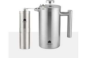 ‎GROENENBERG Groenenberg Zestaw ekonomiczny 5 | French Press Thermo + ręczny młynek do kawy | ekspres do kawy + ręczny młynek do kawy z wysokiej jakości stali nierdzewnej