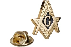 HARTS Badge pin’s équerre et compas franc-maçonniques, armoiries & G Dorés, Épinglette en émail