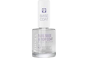 Rimmel London Nail Base e Top Coat Trasparente 5 in 1 per Smalto Unghie, Rinforzante. Levigante. Fissante. Protettivo. Pro-Crescita, 12 ml