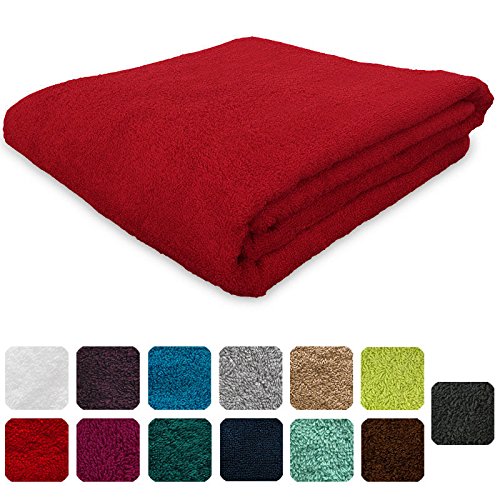 Lanudo® Luxus Handtuch 600g/m² Pure Line 50x100 cm mit Bordüre.100% feinste Frottier Baumwolle in höchster Qualität, Farbe: Rot
