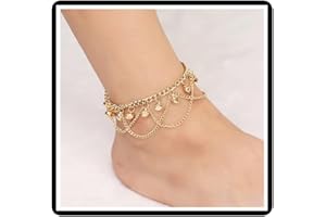 DISHOWME Jingle Bells bransoletka na kostkę boho warstwowe dzwony frędzle łańcuszek na stopę plaża regulowana boso sandały biżuteria dla kobiet dziewcząt nastolatków