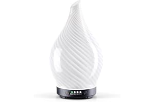 Porseme Diffusore di aromi, 150 ml, diffusore di vetro soffiato a mano, per oli essenziali, umidificatore con timer, a ultrasuoni, Cool Mist Silenzioso, 7 tipi di colori di luce LED, per auto