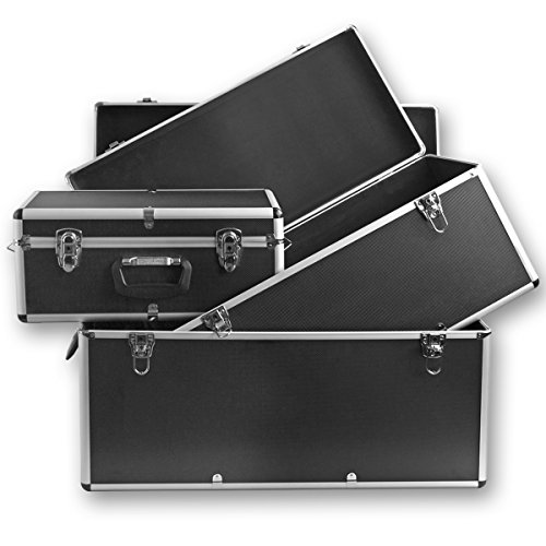 Torrex 3er Set Alu-Boxen 26 / 67 / 100 Liter abschließbar in Schwarz oder Silber – Alukiste Werkzeugkiste Transportbox Lagerbox Lagerkiste (Schwarz) - 2