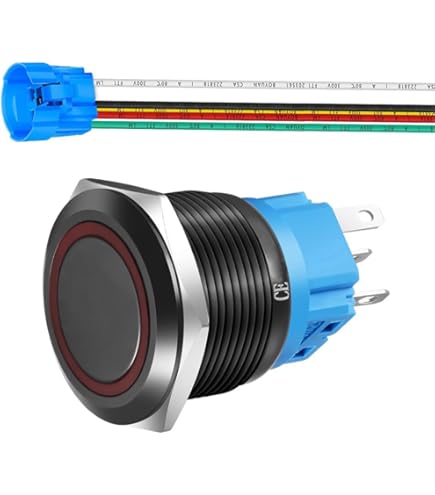 Interrupteur DC 6V-36V Interrupteur Tactile Étanche IP67 - DC 6V-36V/5A - LED Vert/Rouge - Montage 22mm Interrupteur Volet Roulant