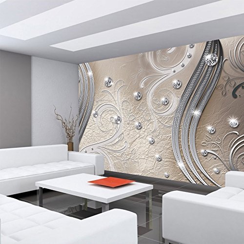 Vlies Fototapete PREMIUM PLUS Wand Foto Tapete Wand Bild Vliestapete – Ornamente Abstrakt Perlen Ranke Diamant Blätter Schwung Streifen – no. 557, Größe: 400 x 280 cm Vlies - 4