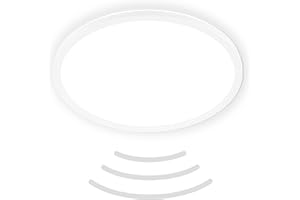 BRILONER - Lámpara de techo LED con detector de movimiento 3m de alcance IP44, color de luz blanco neutro, lámpara de baño, 42x3 cm, blanco
