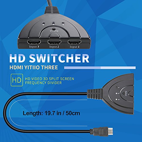 ranipobo 3 Ports HDMI Splitter 3 in 1 Out Port Intelligente Auto Switch mit Pigtail Kabel unterstützt 3D, 1080p 4 K Full HD Audio für TV HDTV, PS3, XBOX ONE, 360, Bluray Player, DVD Player etc.. - 4