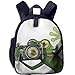 Produktbild Child Boys&Girls Backpacks with Pocket Animal Decor Photographer Merry Green Frog Taking with His Camera Cute Funny Artful Print White Black