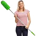 Feather Duster, Extendable Duster Microfiber Long Extension Pole Scratch Resistant Cover, Washable, Cleaning High Ceiling Fans, Blinds, Cobweb (Green)