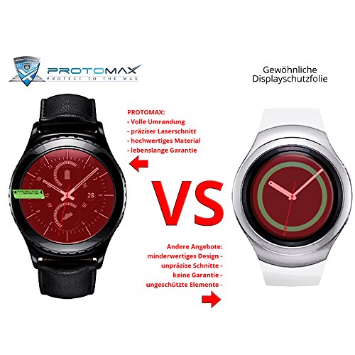 3 x PROTOMAX Displayschutzfolie für Samsung Galaxy Gear S2 / Gear S2 classic Schutzfolie, inkl. Blaulichtfilter PROEYE, Displayschutz Zubehör Smartwatch / Wearable / Fitnesstracker, Screen Protector, 3er Pack - 2