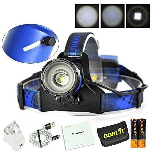 Boruit Led stirnlampe kopflampe Späteste Version LED-Hauptfackel, super helles XM-L2 LED-Scheinwerfer-Licht Zoomable nachladbare Scheinwerfer-Taschenlampen-Kopf-Lampe für kampierendes fischendes Radfahren laufendes wanderndes Jagd-kletterndes Sicherheits-Licht