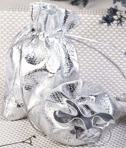 Säckchen 9x12 cm Organzasäckchen Schmuckbeutel Wedding Beutel Hochzeit Silber (1.000)