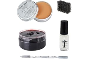 Go Ho Fake Blood Gel and Scar Wax Set,Zombie Makeup Fake Molding Wound Skin Wax Fake Nose Stage Zombie Cosplay Costume SFX Makeup with Caster Sealer&Sponge&Spatula