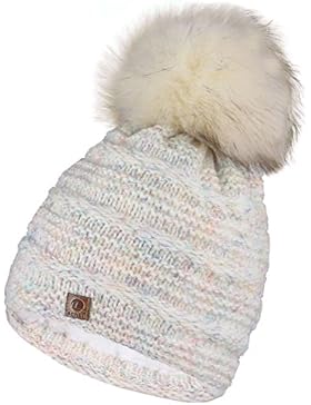 caripe Bommelmütze Kunstfell Fellbommel Bommel Winter Mütze Strickmütze - zupa
