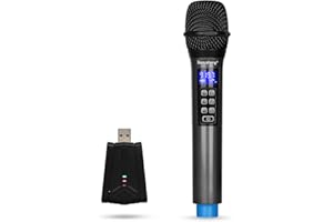 Depusheng W3 USB-Funkmikrofon mit Echo, Höhen, Bässen und 50 m Reichweite, tragbares dynamisches UHF-Handmikrofon für Partys, Reden, Online-Unterricht, Outdoor