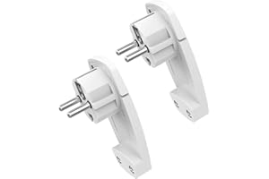 OLIVERIA 2 Pièces Prise Extra Plate Fiche Plate Blanche - avec Poignée Rabattable, Fiches Schuko pour Câbles avec Section de Câble 1,5 mm² Prise Européenne Accueil IP20 250 V (16A)