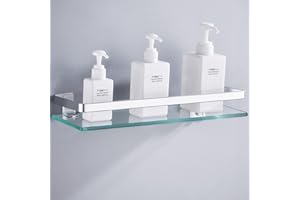 Celbon Étagère murale en verre antirouille de 25 cm pour salle de bain avec verre trempé de 8 mm d'épaisseur
