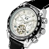 ZGZXD Mechanische Uhrmänner des Geschäftskalenders, Wasserdichte Uhr Der Jungenstudenten Hohler Stahlgurt,B