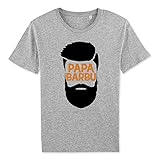 T-Shirt Homme Barbe Papa Barbu en Coton - Gris chiné - Taille XL
