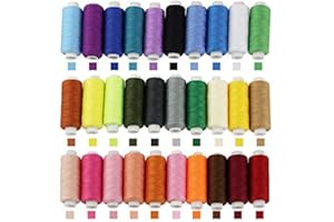 BUZIFU 30 Bobines Fils à Coudre, 250 Cour Fils de Machine à Coudre en Polyester Multicolore bobine de fil Sewing Thread Set rouleaux de fil à coudre pour Broderie Machine à Coudre et Couture à la Main