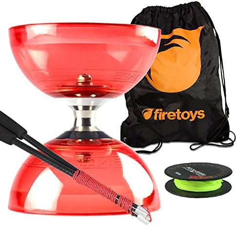 Juggle Dream Cyclone Quartz 2 Triple Bearing Diabolo (Red) with Carbon Handsticks, 10m String and Firetoys Carry Bag