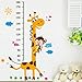 YESURPRISE New PVC Home Art Decor Mural Creative Naughty Monkey and Yellow Giraffe wall sticker for kid's bedroom cartoon animals Height Chart Nursery Removable Studyroom Sofa Wallpaper Paper House Kids Boys Girls Room Decorative DIY Decoration
