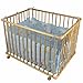 "Honey Bee" Baby Wooden Playpen with Mattress and Bumper-100x75cm in Blue