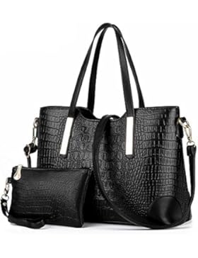 EssVita Tasche Damen Elegant Leder Handtaschen Set Schulter Beuteltote Schultaschen