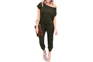 iChunhua Women Summer Off One Shoulder Jumpsuit with Pockets