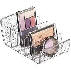 iDesign rangement maquillage, petite boîte de rangement en plastique pour maquillage avec 5 compartiments, bac de rangement vertical pour poudres, fards ou vernis, transparent