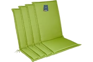 ‎LILENO HOME LILENO HOME Gartenstuhl Auflagen [4er Set - Hochlehner] in Apfelgrün - Bequeme Liegen als Sitzauflagen für Gartenmöbel - Stuhlkissen für Gartenstühle und Klappstühle MIA