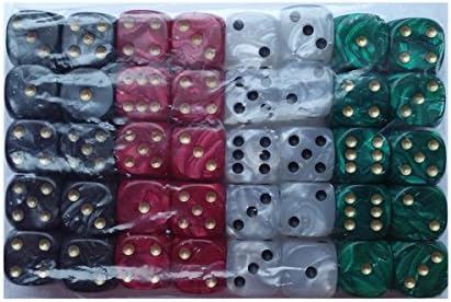 Dice - 40 x 16mm 6 sided board game spot dice - mixed colours - pearl finish