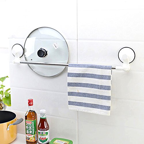 qobobo® Saugnapf-Duschstange Handtuchstange Handtuchhalter Badetuchstange ohne Bohren wiederverwendbar drehbar Eckestange Bad Handtuch Stange Wandmontage Badetuchhalter , 710cm - 5
