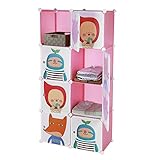 Songmics Regalsystem Kinderregal Kleiderschrank Garderobenschrank Spielzeugkiste Wäscheschrank Kapazität 450L Rosa 112 x 112 x 37 cm LPC33P - 4