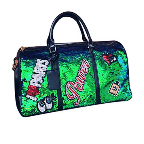 Minzhi Portable Donne Paillette Viaggio Borsoni Pernottamento Bagaglio a Mano Signore Palestra Borsone Vacanze Duffle Borsa