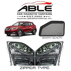 Able Sporty Car Magnetic Sun Shade Curtains with Zipper for Nissan Kicks Set of 4