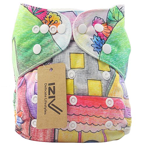 iZiv(TM) Newborn Organic Infant Waterproof/Adjustable/Reusable/Washable Pocket Cloth Diaper Fit Babies 0-3 Years(Fairy)