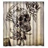 Einzigartiges und Generic Skull tattoo Duschvorhang, mit Blumen-Motiv, bedruckt, Polyester, wasserdicht, Design Kieselsteine 167.64 cm (B x h) '182.88 cm, für Bad, Dusche,