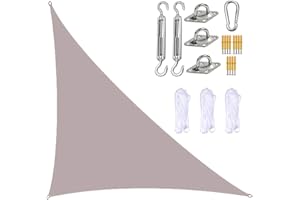 DDLL Shade Sail Right Angle, 3m x 4m x 5m Sun Sail Shade with Hardware Kits, 3 Ropes, Waterproof, UV Block, Garden Sail Canopy for Outdoor Patio Backyard Hot Tub,khaki