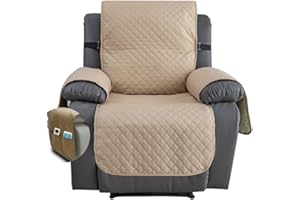 Fansu Funda de Sillón Relax 1 Plaza, Diamante Impermeable Sillón Relax Funda Reclinable, Cubre sofá, Extraíbles y Lavables Protector sofá Acolchado (Caqui,1 Plaza)