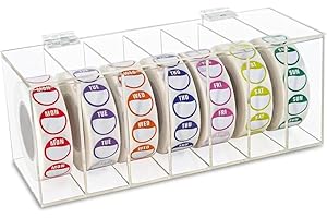 NISHZHU Etikettenspender Aus Acryl mit Abdeckung für Den Wochentag, mit 7 Fächern, für Aufkleberrollen Zur Wandmontage (Ohne Etikett)