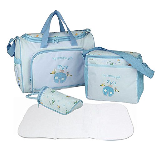4pcs Stylish Designer Mummy Tote Waterproof Handbag Baby Diaper Nappy Changing Bag Set Nursing Messenger Bag Changing Mat Milk Bottle Holder Case