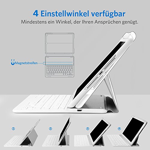 Inateck Ultra-dünne Deutsche Bluetooth Tastatur Keyboard Case Cover für Apple iPad Air 2/iPad pro 9.7 Smart cover mit automatischer Wake/Sleep Funktion und Multi-Angle Ständer – Schwarz&weiß - 5
