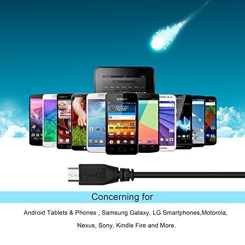 Quntis 4 Pack 1 Meter Extra lange hohes Tempo USB 2.0 Typ micro USB Kabel, A Stecker auf Micro B Sync- und Ladekabel für Android Tablets und Handys, Samsung Galaxy, LG Smartphones, Motorola, Nexus, Sony, Xiao Mi, Kindle Fire und mehr, Schwarz - 6