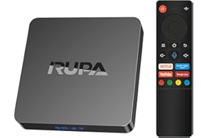RUPA Android TV Box, TV Box 11.0 RAM 2GB ROM 16GB Amlogic S905Y4, Unterstützung 4K 3D BT4.0 Dual WiFi 2.4G/5G HDMI 100M Smart TV Box mit Sprachfernbedienung