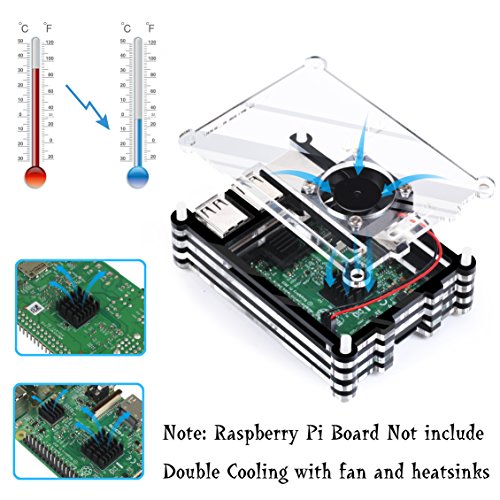 Para Raspberry Pi 3 Modelo B Kit  Carcasa de acr  lico de 9 capas   Cargador de corriente de 3A 5V con interruptor interrumpido   disipadores de calor   ventilador   placa de prueba   l  nea DuPont   Arco iris 