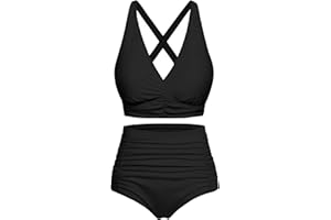 Svanco Bikini damski zestaw wyszczuplający brzuch, koronkowy strój kąpielowy z wysokim stanem, push up, moda kąpielowa, dekolt w kształcie litery V, wzór kwiatowy, dwuczęściowy strój kąpielowy z